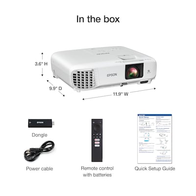 Epson 880X 3LCD 1080p Smart Portable Projector Bundle, White (V11H979X20)