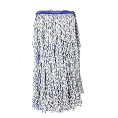 BISON LIFE Kleen Handler Blend String Finishing Wet Mop Head, White/Blue, 24/Pack (BPKH-ES-NMFM-1WBL-24)
