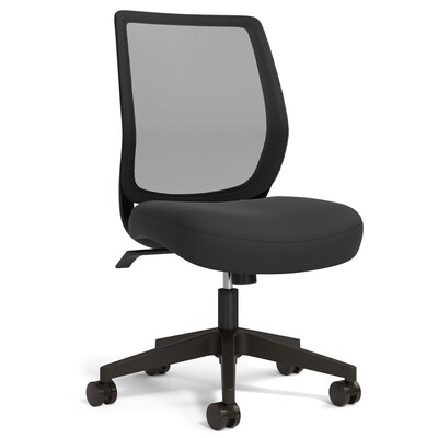 Union & Scale™ Essentials™ Armless Ergonomic Fabric Swivel Task Chair, Black (UN59378)