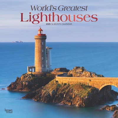 2025 BrownTrout Worlds Greatest Lighthouses 12 x 24 Monthly Square Wall Calendar, (9781975475970)