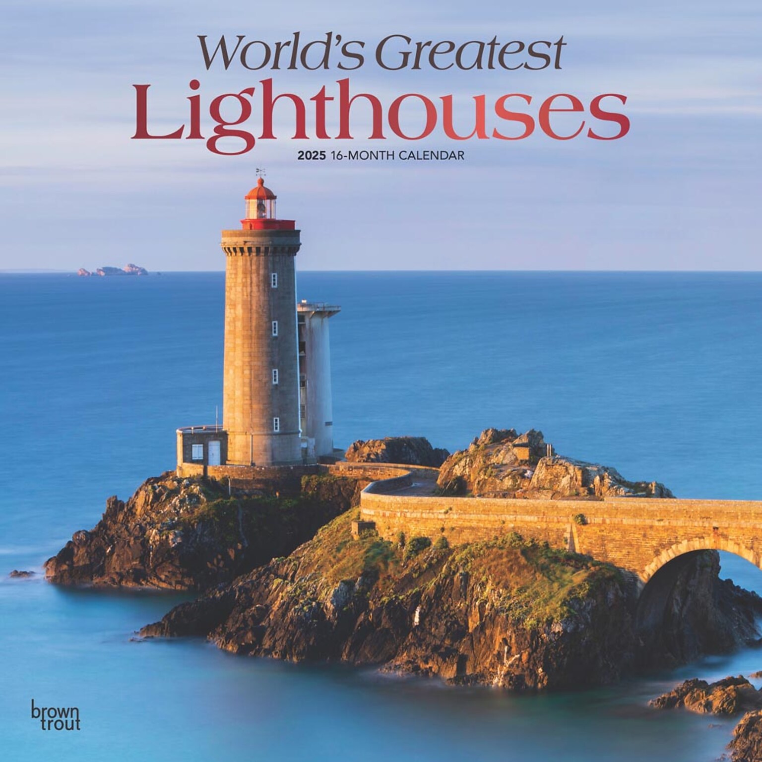 2025 BrownTrout Worlds Greatest Lighthouses 12 x 24 Monthly Square Wall Calendar, (9781975475970)