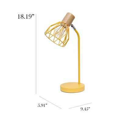 Simple Designs Farmhouse Fusion LED Desk Lamp, 18.19", Yellow Iron (LD2022-YLW)
