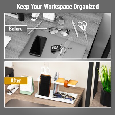 Mind Reader Metal Desk Organizer, White (CATCHTRAY-WHT)