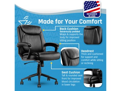 Click365 Transform 1.0 Ergonomic Bonded Leather Swivel Desk Chair, Black (CCHR10001B)