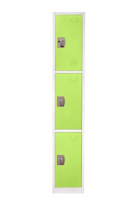 AdirOffice 72'' 3-Tier Key Lock Green Steel Storage Locker (629-203-GRN)