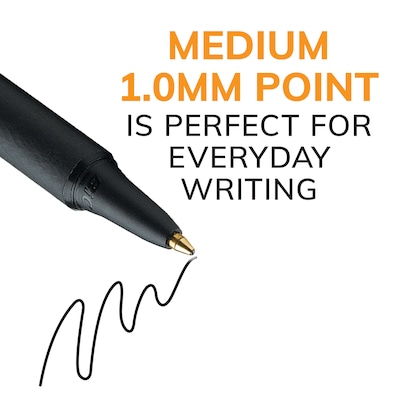 BIC Soft Feel Retractable Ballpoint Pen, Medium Point, 1.0mm, Black Ink, Dozen (SCSM11BLK)