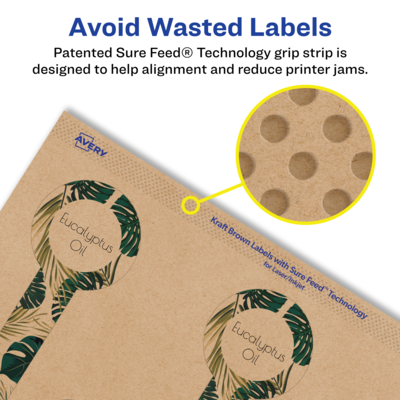 Avery Laser/Inkjet Decorative Edge Multipurpose Labels, 1.5" x 4", Kraft Brown, 120 Labels/Pack ( 94116)