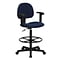 Flash Furniture Ergonomic Fabric Drafting Stool, Adjustable Arms, Navy Blue (BT659NVYARMS)