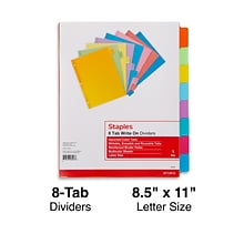 Staples® Large Tabs Blank Paper Dividers, 8-Tab, Multicolor (13513/23181)