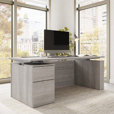 Bush Business Furniture Stratus 72W Electric Adjustable Standing Desk with File Cabinet, Platinum Gray (SUT008PG)