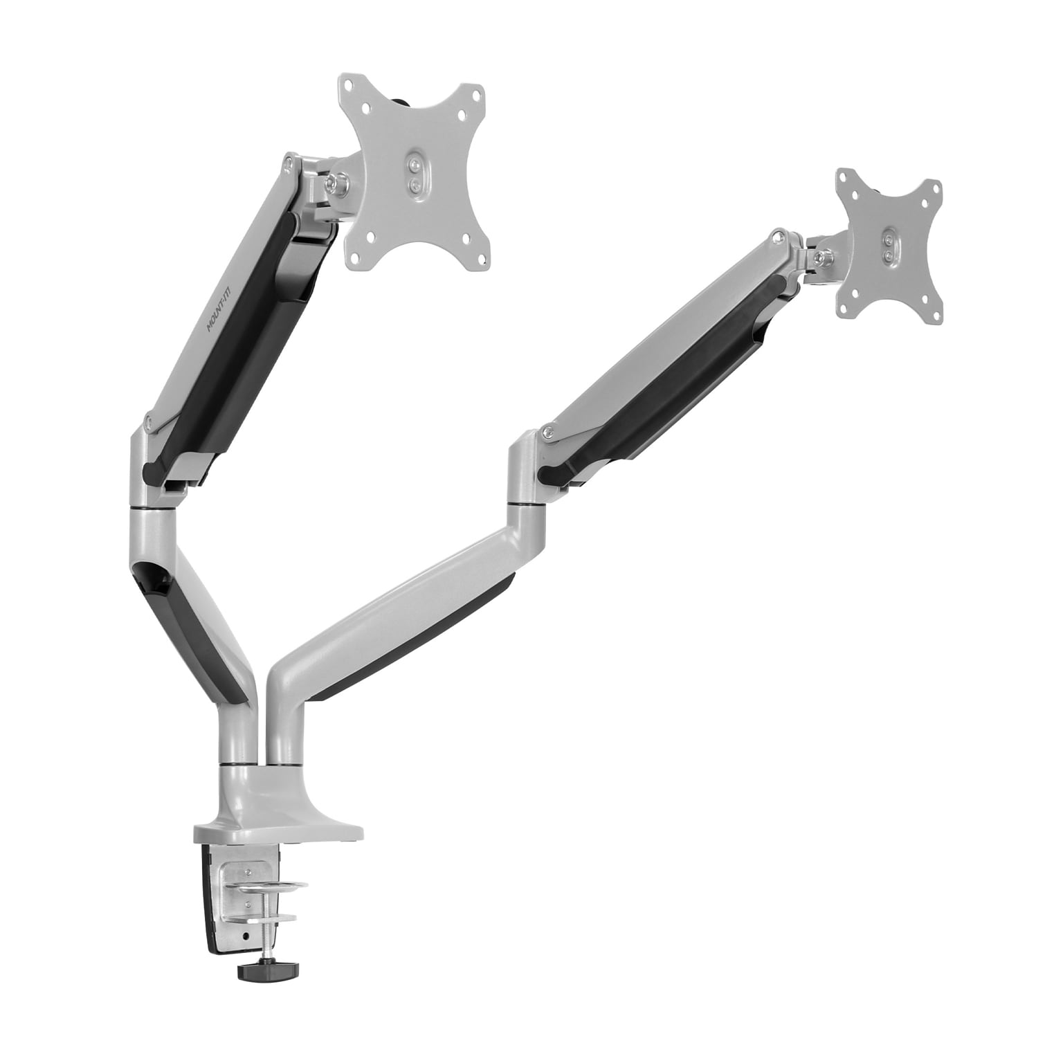 Mount-lt! Adjustable Dual Monitor Arm Mount, Up To 32, Silver (MI-1772)