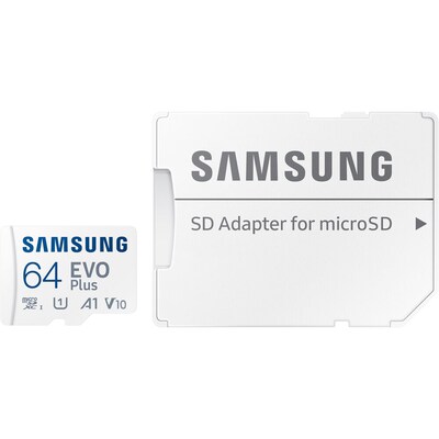 Samsung EVO Plus 64GB microSDXC Memory Card with Adapter, Class 10, UHS-I, V30 (MB-MC64SA/AM)