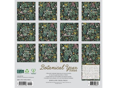 2025 Willow Creek Botanical Year 12" x 12" Monthly Wall Calendar (41987)
