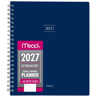 2027 Mead Essentials 9 x 11 Calendar Year Weekly & Monthly Planner, Plastic Cover, Navy (CRW630G2027)