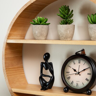 Mind Reader 2-Shelf Wall Decor Circular Floating Shelves, Brown (WWALLCIR-BRN)