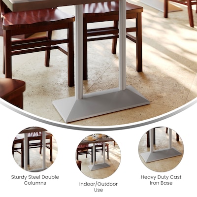 Flash Furniture Palis 30.5"H Double Column Table Base, Steel/Cast Iron, Silver (XUDGTB002OUTSLV)