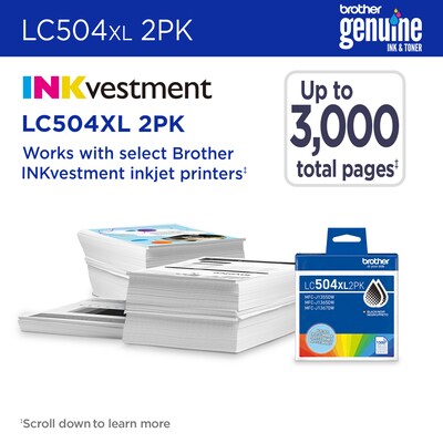 Brother LC504XL Black High Yield Ink Cartridge (LC504XL2PKS)