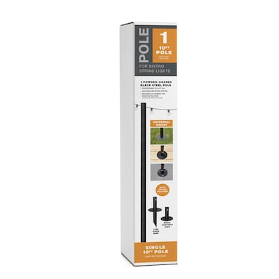 Excello Global Products Bistro Pole for String Lights, Black (EGP-HD-0429)