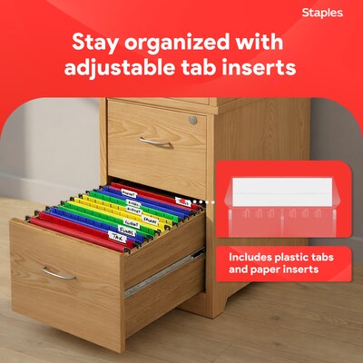Staples® Hanging File Folder, 5-Tab, Letter Size, Assorted, 20/Box (ST13324/TR13324)