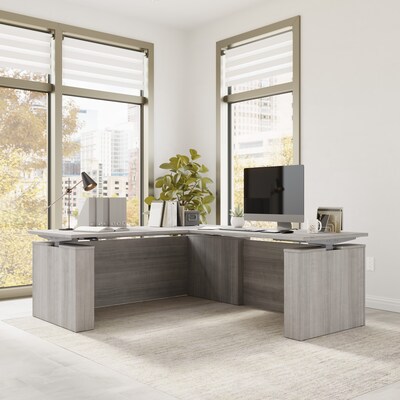 Bush Business Furniture Stratus 72W Electric L-Shaped Adjustable Standing Desk, Platinum Gray (SUT014PG)