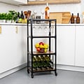 Mind Reader 4-Shelf Mobile Utility Cart Wine Rack With Wheels, Black (4WINEC-BLK)