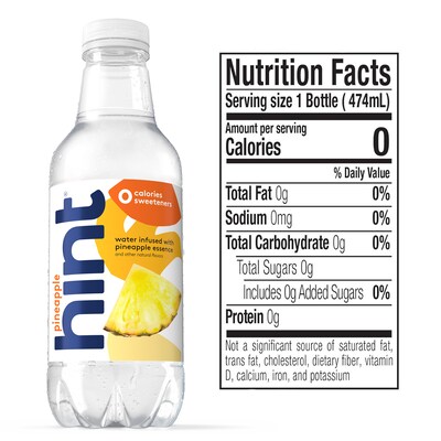 Hint Pineapple Flavored Water, 16 oz., 12/Carton (00129)