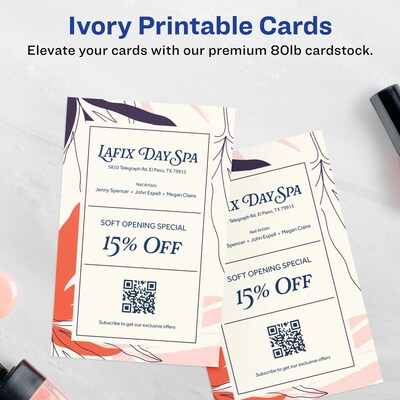 Avery Integrated Cards, 5.5 x 8.5, Matte Ivory, 100/Box (95279)