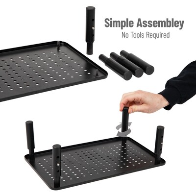 Mind Reader Adjustable Monitor Stand and Ventilated Laptop Riser, Black (4LEGMET-BLK)