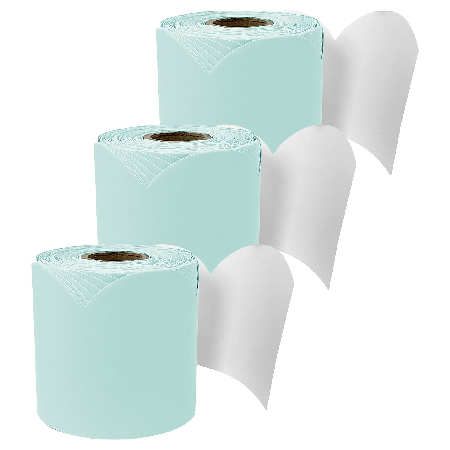 Carson Dellosa Education Rolled Scalloped Bulletin Board Border, 3 x 65, Sea Glass Green, 3/Bundle (CD-108532-3)