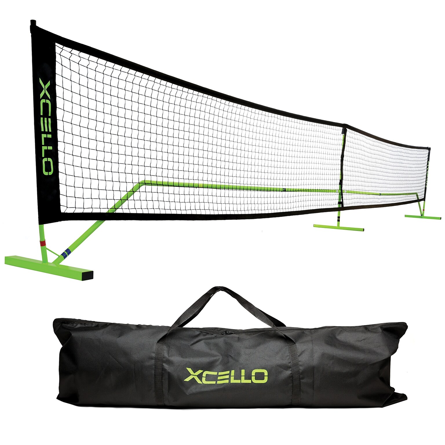 Xcello Sports Portable Pickleball Net System with Carry Bag, Black/Green (XS-PB-NET-1)
