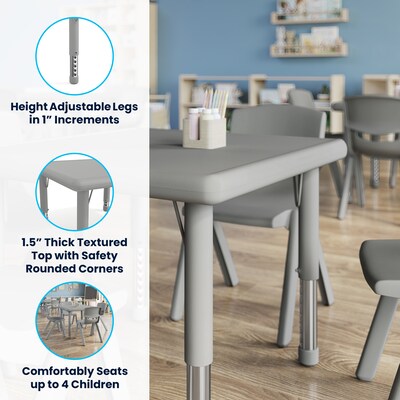 Flash Furniture Wren Square Activity Table, 24" x 24", Height Adjustable, Soft Gray (YUYCX0022SQRSGY)