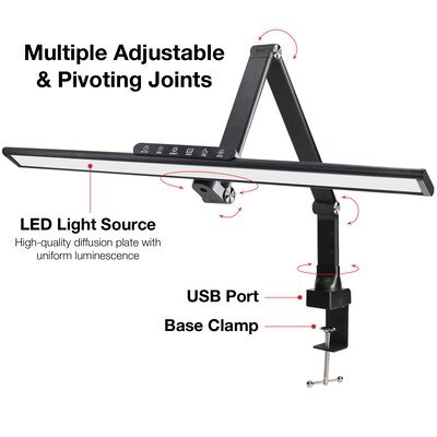 Excello Global Products Wellness Series LED Desk Lamp, 17.5", Black (EGP-DL-18-BLK)