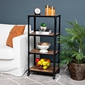 Mind Reader 4-Tier Bar Cart Rolling Utility Cart, Black (4TWDMTCART-BLK)