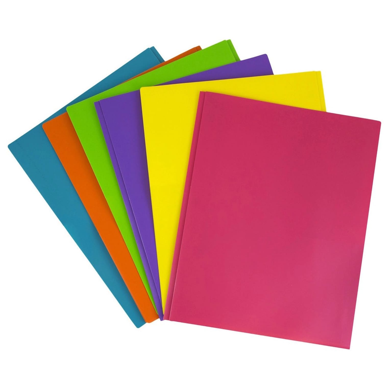 JAM Paper POP 2-Pocket Plastic Folders with Fasteners, Assorted Fashion Colors, 6/Pack (382ECFASSRT)