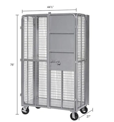 Global Industrial Fold-Up Security Truck, 27"W x 44-1/3"L x 76"H, 2000 Lb. Capacity, Gray (912114)