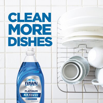 Dawn Platinum Liquid Dish Soap with Sponge, Refreshing Rain, 24 fl oz., 3/Carton (49041)