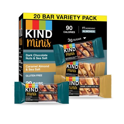 KIND Minis Gluten Free Nut Bar Variety Pack, 0.7 oz., 20 Bars/Box (PHW27964)