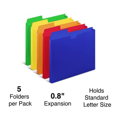 Staples Plastic File Pockets, Letter Size, Assorted Colors, 5/Pack (TR20674)