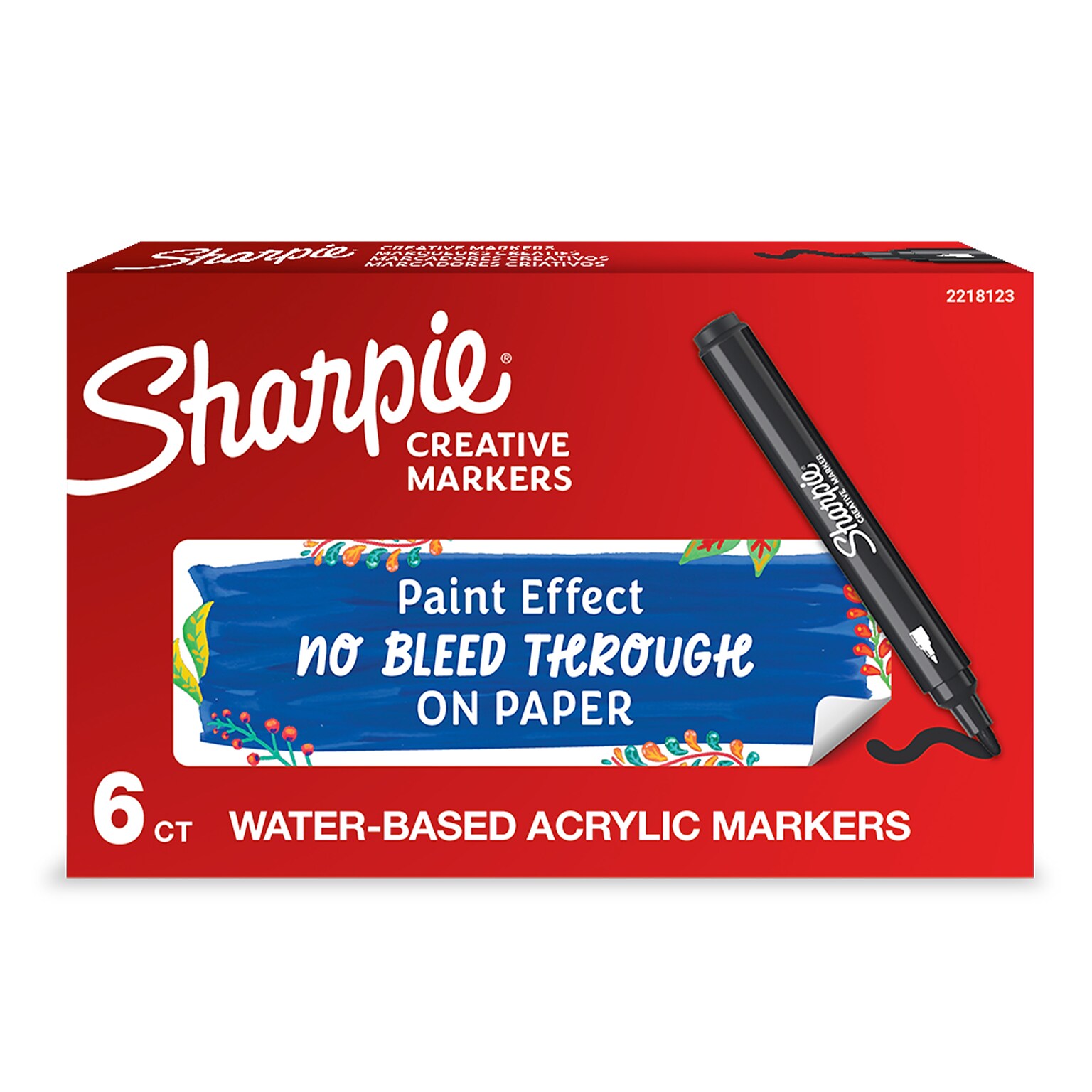 Sharpie Water-Based Creative Markers, Bullet Tip, Black, 6/Pack (2218123)