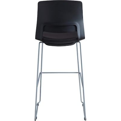 Lorell Artic Series Contemporary Fabric Full Back Counter Stool, Black/Silver, 2/Carton (LLR42951)