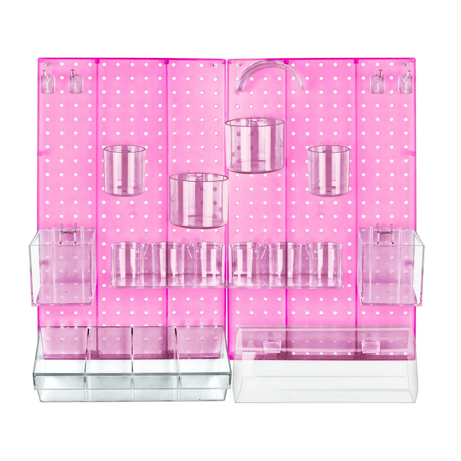 Azar 22 x 27 24-Piece Pegboard Wall Organizer Kit, Pink, Each (900944-PNK)