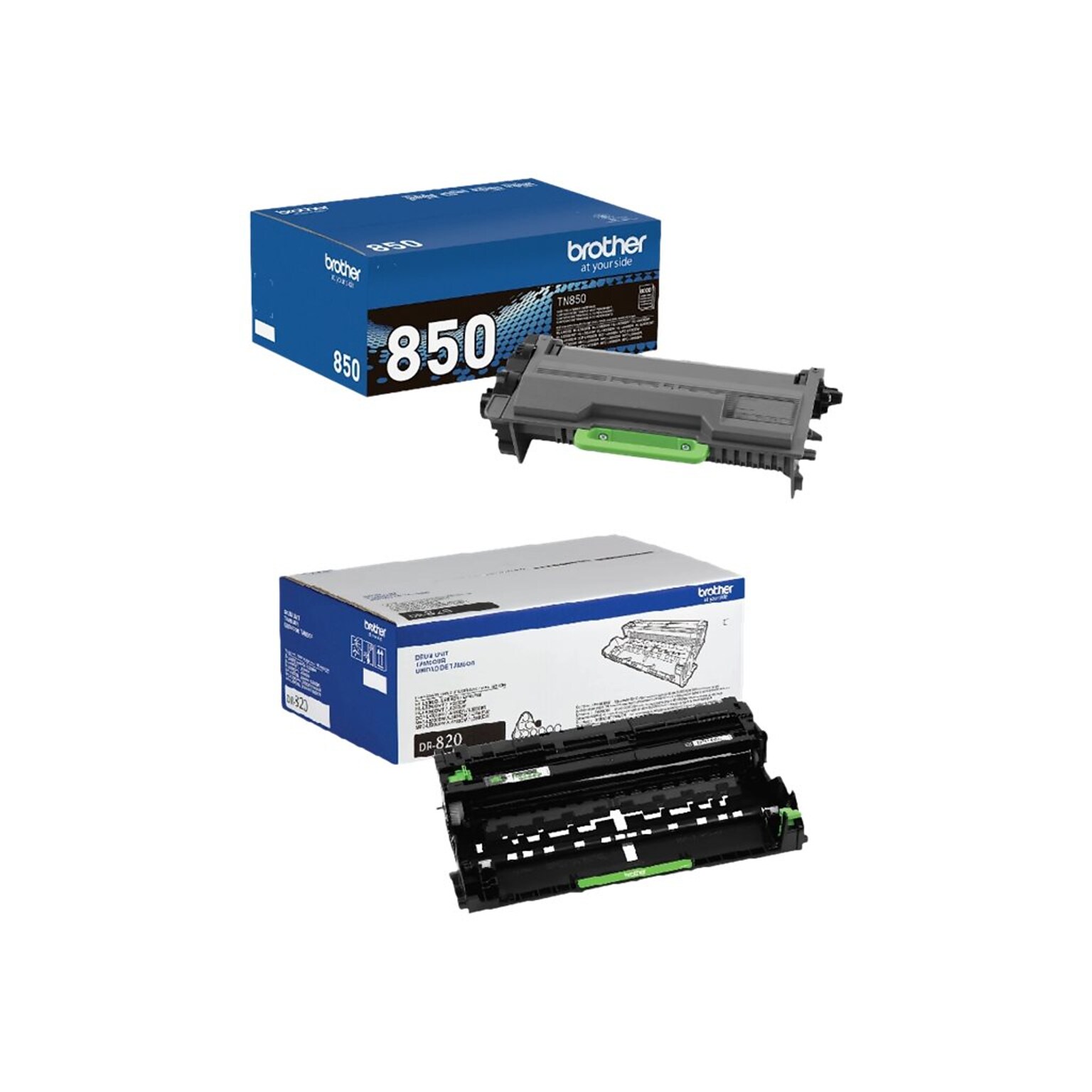 Brother TN-850/DR-820 Black High Yield Toner Cartridge & Drum Unit Bundle (TN850DR820PK-STP)