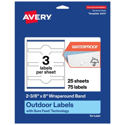 Avery Cigar Laser Multipurpose Labels, 2-3/8 x 8, White, 75/Pack (19479399161)
