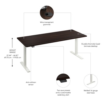 Bush Business Furniture Move 60 Series 72"W Electric Adjustable Standing Desk, Black Walnut (M6S7230BWWK)