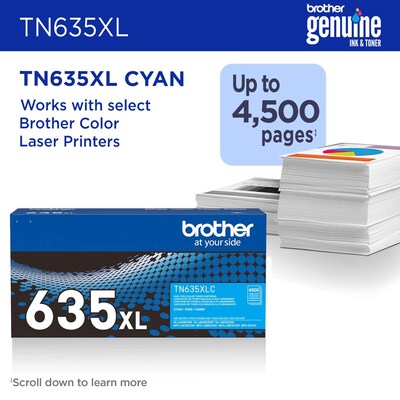Brother TN635XL High Yield Cyan Toner Cartridge (TN635XLC)