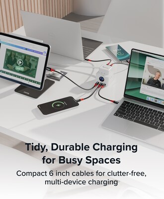 Plugable 0.5 ft. USB-C to USB-C Charging Cable, Male to Male, Black, 5/Pack (USBC-CCS5X)