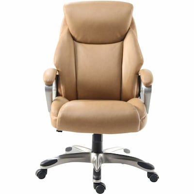 Lorell Kyros Polyurethane Swivel Executive Chair, Caramel (LLR63292)