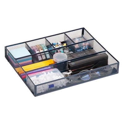 Staples 6-Compartment Metal Mesh Drawer Organizer, Navy Blue (ST63847)