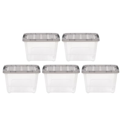 Iris 19 Quart Stack and Pull Plastic Latching Storage Bin, Clear, 5/Pack (500144)