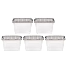 Iris 19 Quart Stack and Pull Plastic Latching Storage Bin, Clear, 5/Pack (500144)